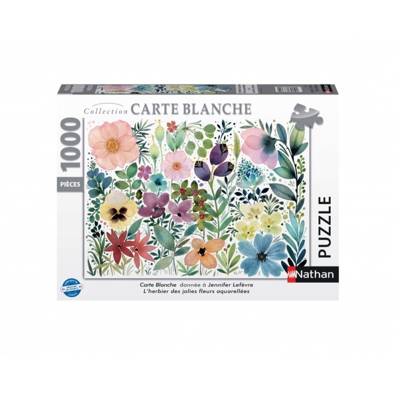 Puzzle N 1000 pièces - L’herbier des jolies fleurs aquarellées / Jennifer Lefèvre (Collection Carte blanche)