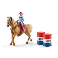 Figurine Barrel racing avec une cowgirl - Farm world