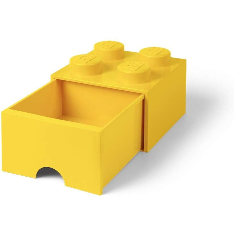 Brique de rangement empilable avec tiroir 4 plots LEGO® Jaune